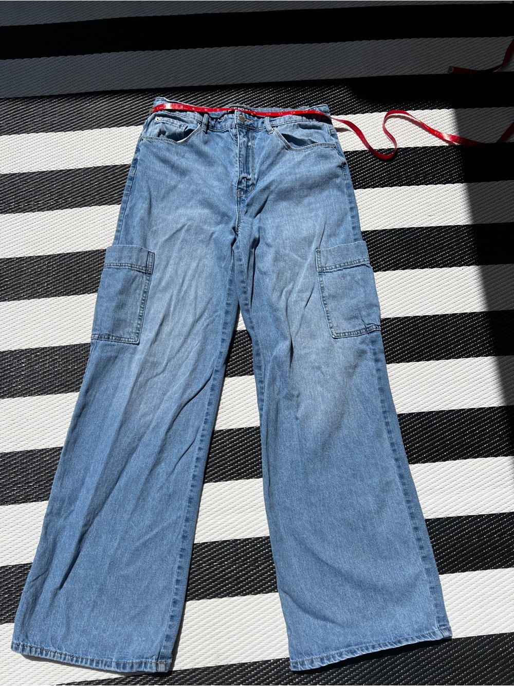 Blue Revival Wide Leg Light Blue Denim Cargo Jeans